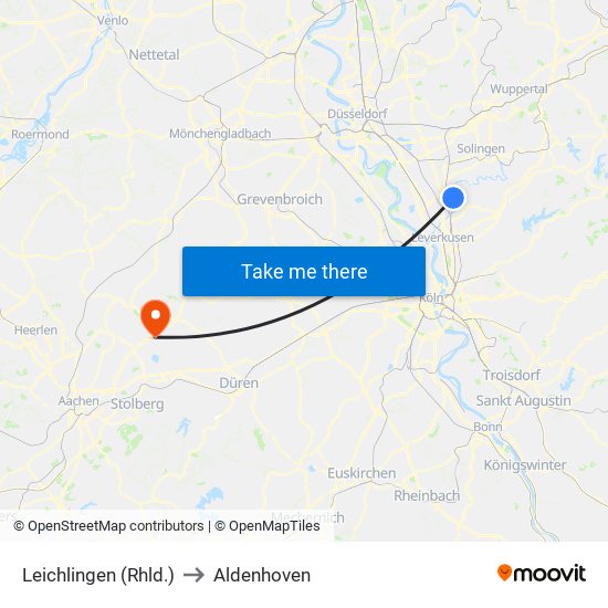 Leichlingen (Rhld.) to Aldenhoven map