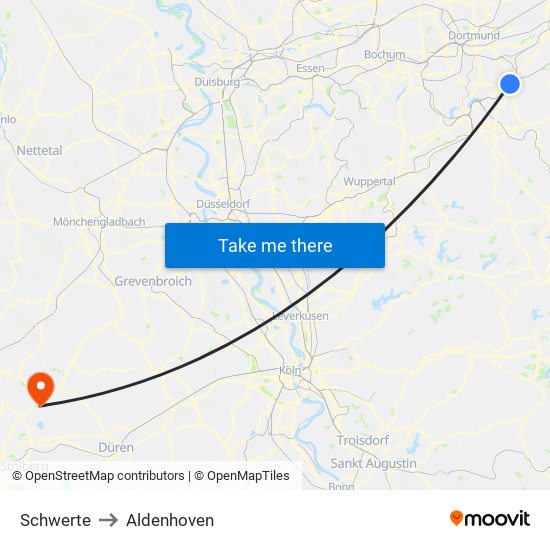 Schwerte to Aldenhoven map