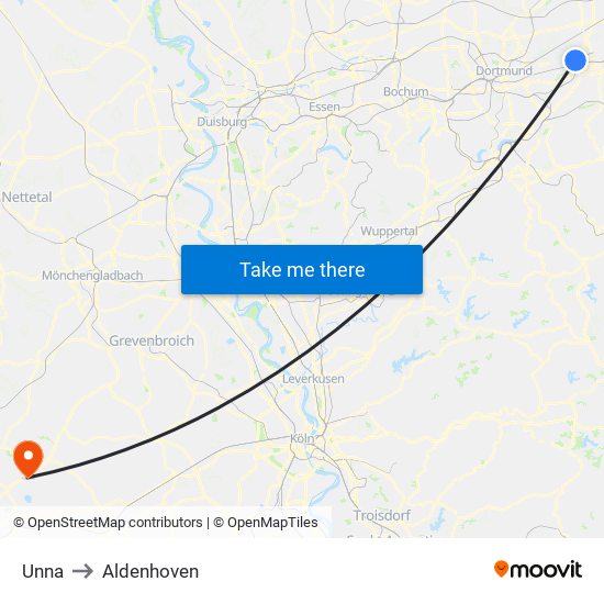 Unna to Aldenhoven map