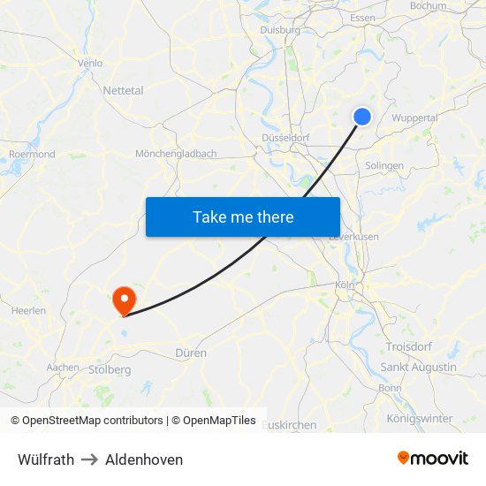 Wülfrath to Aldenhoven map