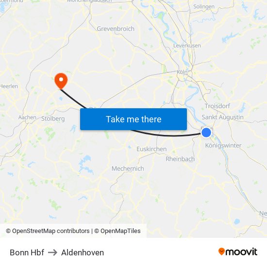 Bonn Hbf to Aldenhoven map