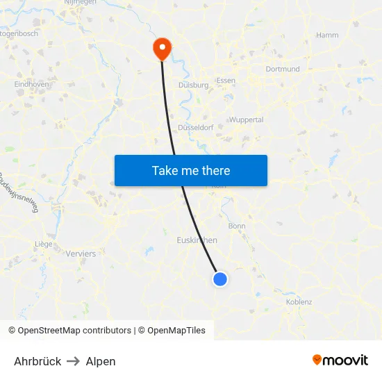 Ahrbrück to Alpen map