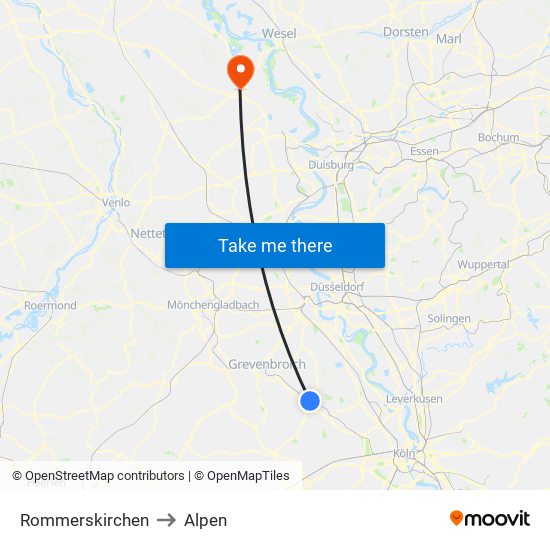 Rommerskirchen to Alpen map