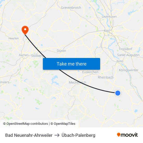 Bad Neuenahr-Ahrweiler to Übach-Palenberg map