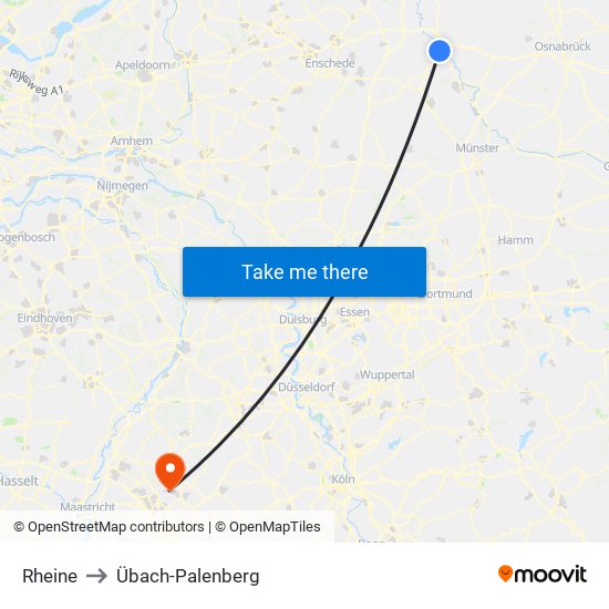 Rheine to Übach-Palenberg map