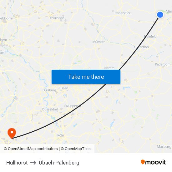 Hüllhorst to Übach-Palenberg map