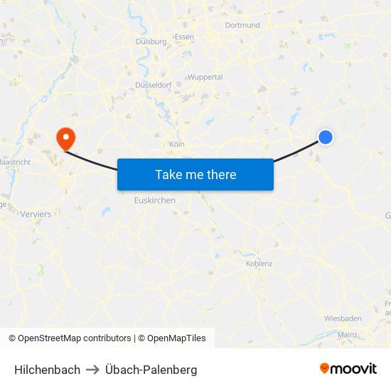 Hilchenbach to Übach-Palenberg map