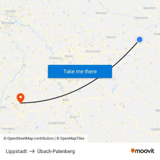 Lippstadt to Übach-Palenberg map