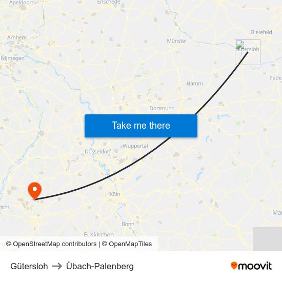 Gütersloh to Übach-Palenberg map