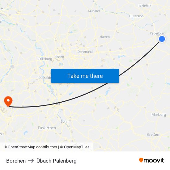 Borchen to Übach-Palenberg map