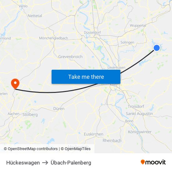 Hückeswagen to Übach-Palenberg map