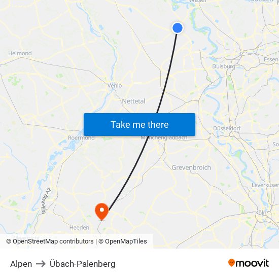 Alpen to Übach-Palenberg map