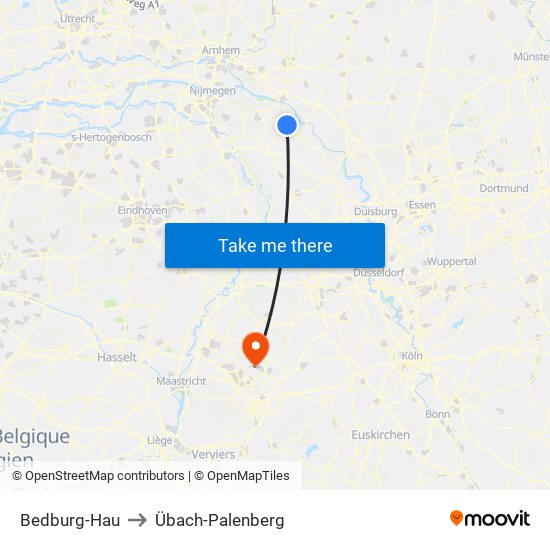 Bedburg-Hau to Übach-Palenberg map