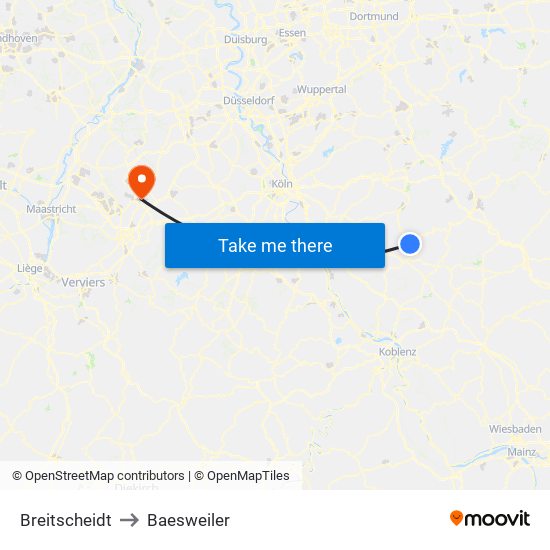 Breitscheidt to Baesweiler map