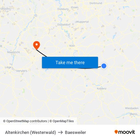 Altenkirchen (Westerwald) to Baesweiler map