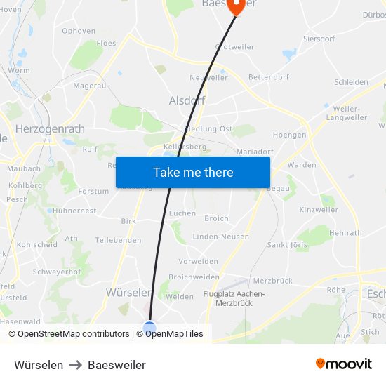 Würselen to Baesweiler map