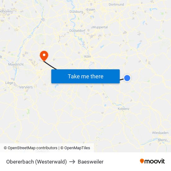 Obererbach (Westerwald) to Baesweiler map