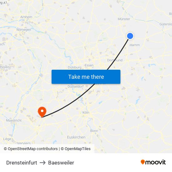 Drensteinfurt to Baesweiler map