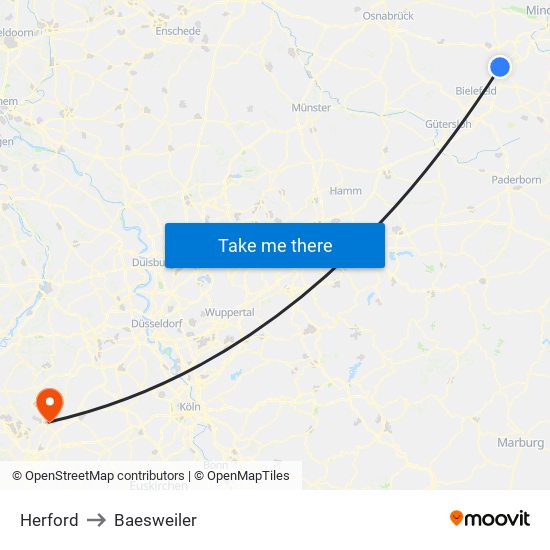 Herford to Baesweiler map