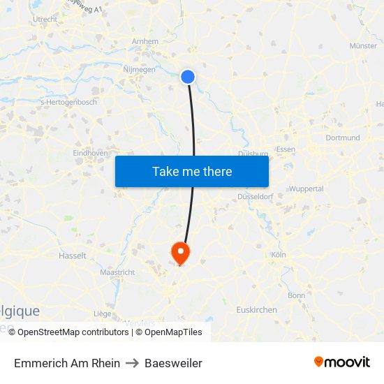 Emmerich Am Rhein to Baesweiler map