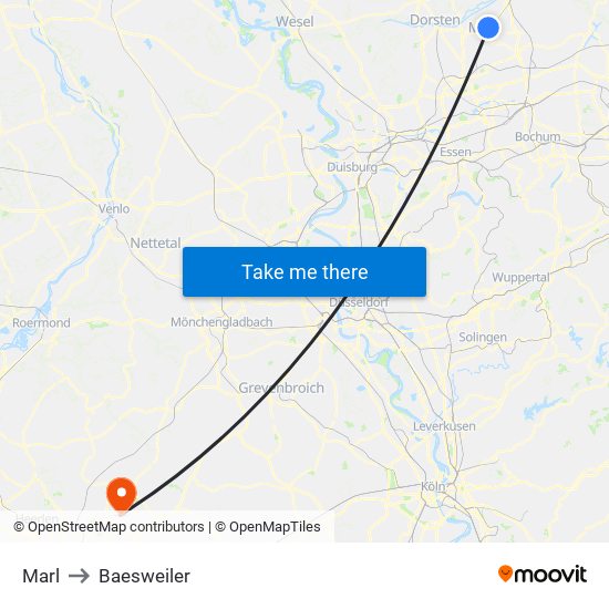 Marl to Baesweiler map