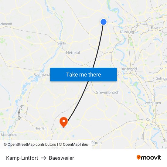 Kamp-Lintfort to Baesweiler map