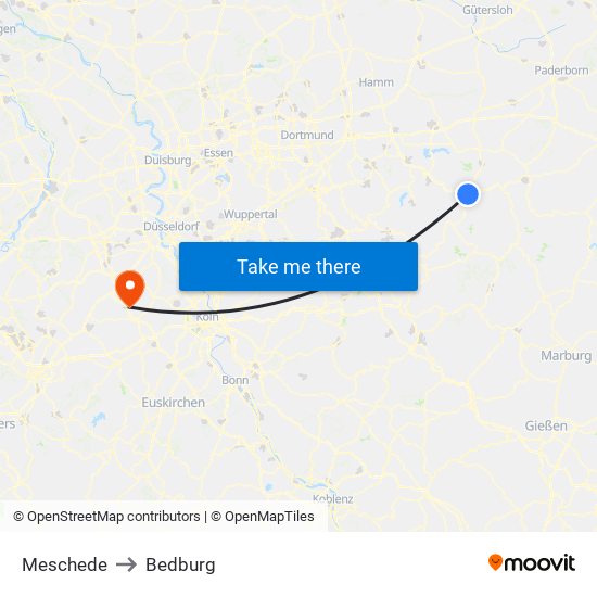 Meschede to Bedburg map