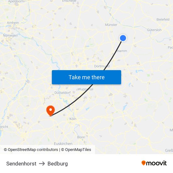 Sendenhorst to Bedburg map