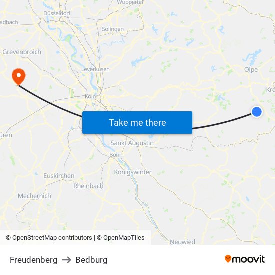 Freudenberg to Bedburg map