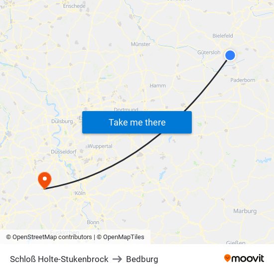 Schloß Holte-Stukenbrock to Bedburg map