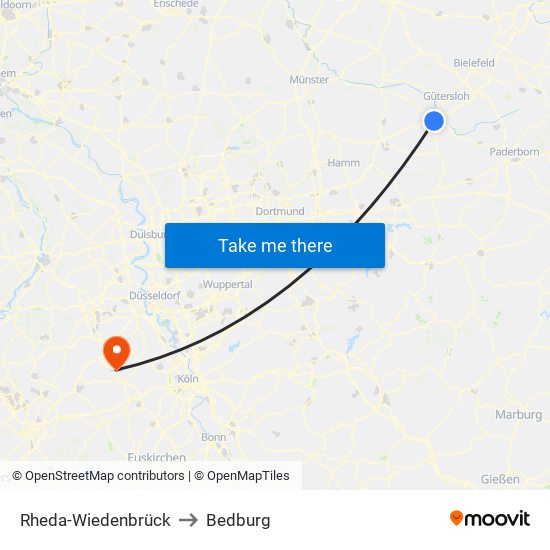 Rheda-Wiedenbrück to Bedburg map