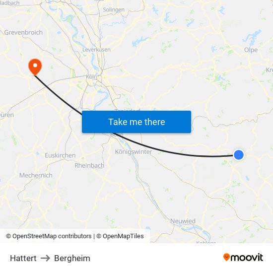 Hattert to Bergheim map