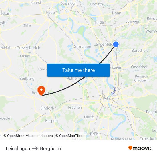 Leichlingen to Bergheim map