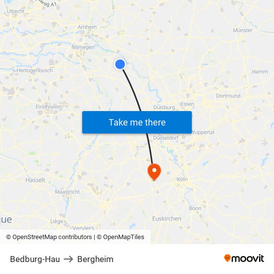 Bedburg-Hau to Bergheim map