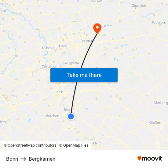 Bonn to Bergkamen map