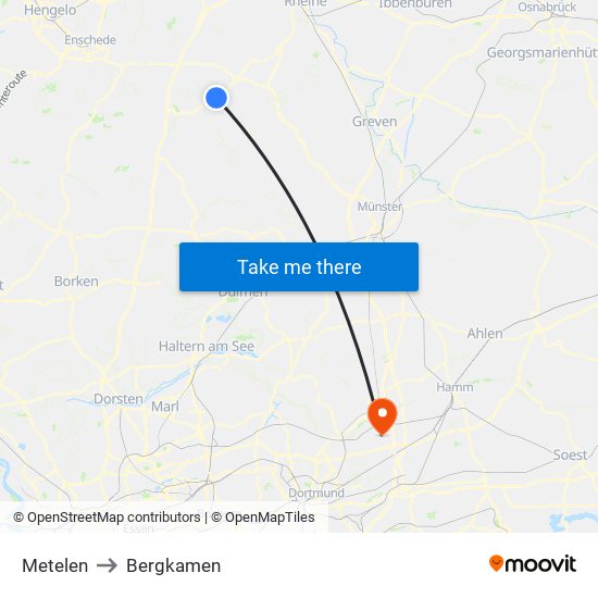 Metelen to Bergkamen map