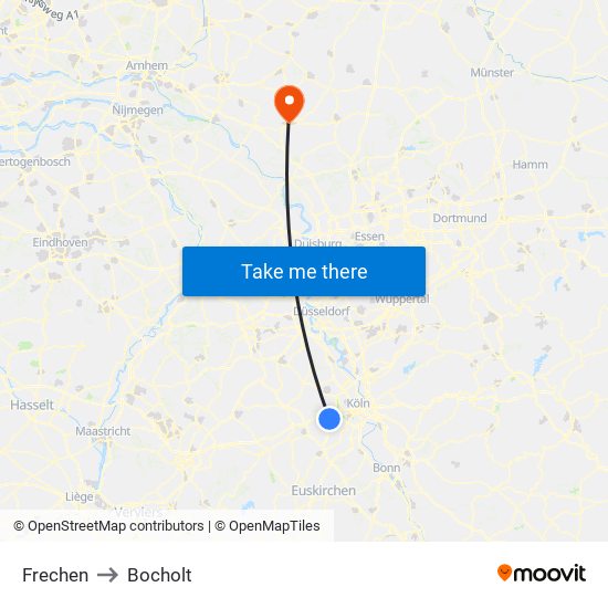 Frechen to Bocholt map