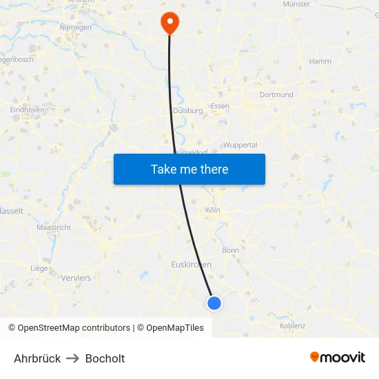 Ahrbrück to Bocholt map