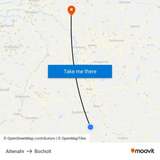 Altenahr to Bocholt map