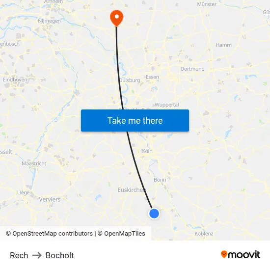 Rech to Bocholt map