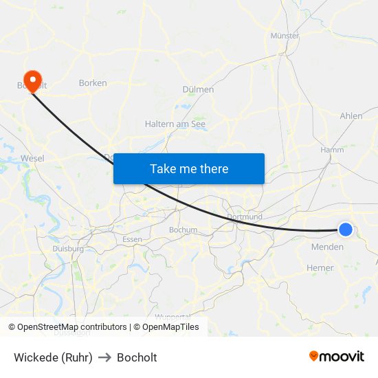 Wickede (Ruhr) to Bocholt map