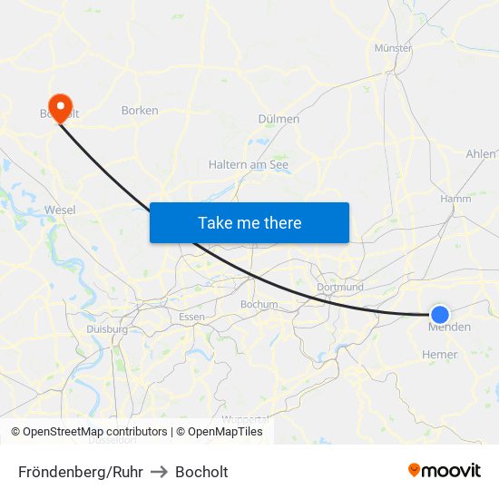 Fröndenberg/Ruhr to Bocholt map