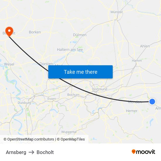 Arnsberg to Bocholt map