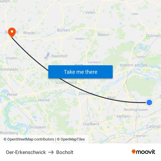 Oer-Erkenschwick to Bocholt map