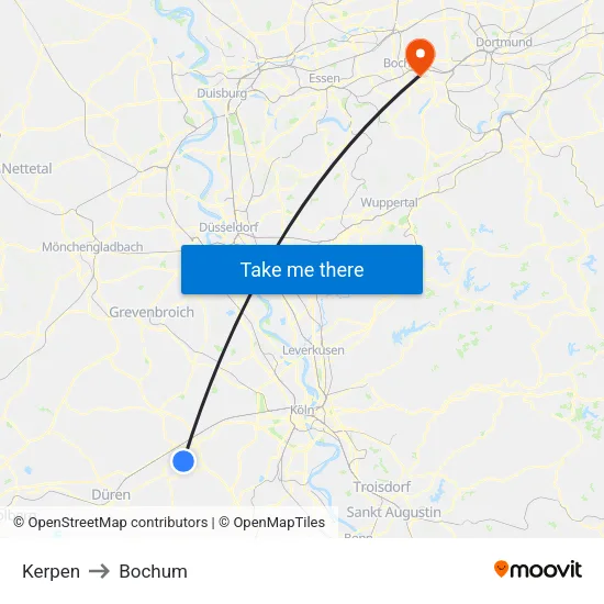 Kerpen to Bochum map