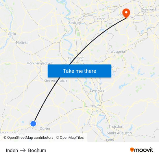 Inden to Bochum map