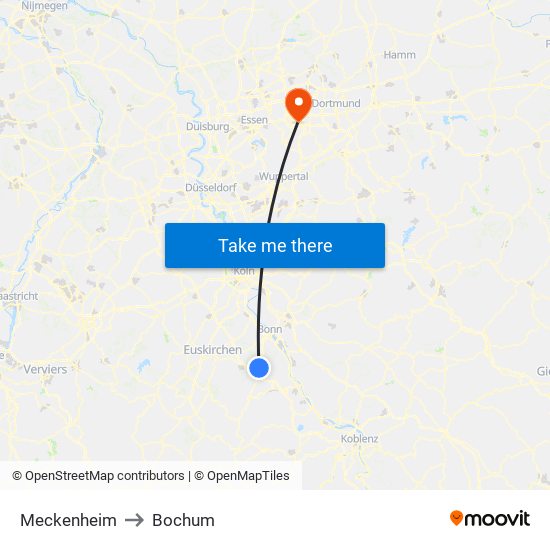 Meckenheim to Bochum map