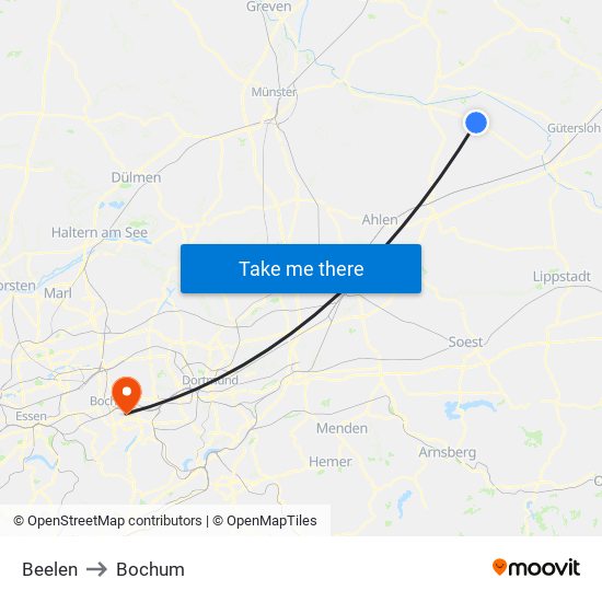 Beelen to Bochum map