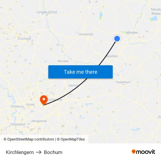 Kirchlengern to Bochum map