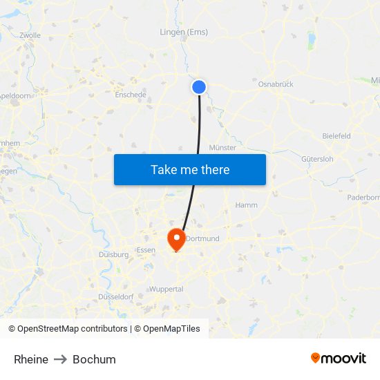 Rheine to Bochum map